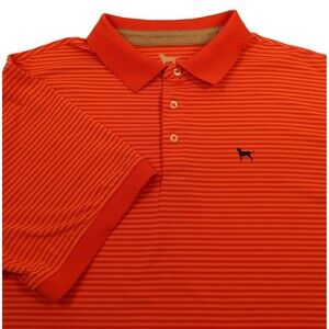 The Black Dog Polo Shirt Mens Size 2XLarge Coral Striped Short Sleeve Stretch
